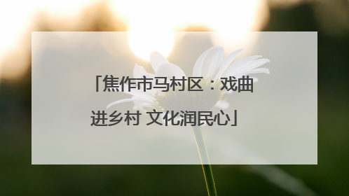 焦作市马村区：戏曲进乡村 文化润民心