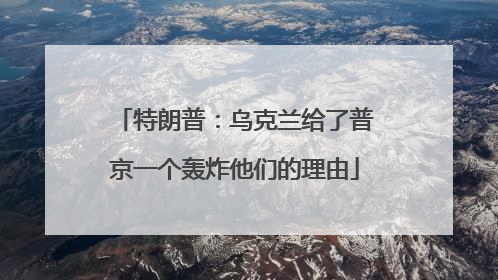 特朗普：乌克兰给了普京一个轰炸他们的理由