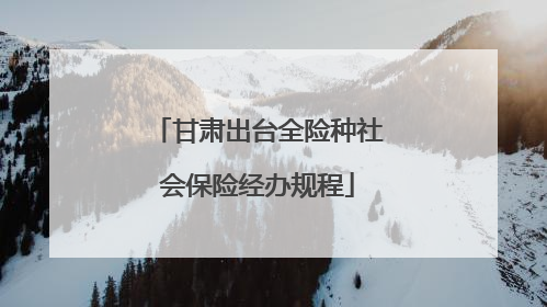 甘肃出台全险种社会保险经办规程