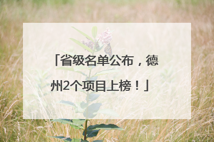 省级名单公布，德州2个项目上榜！