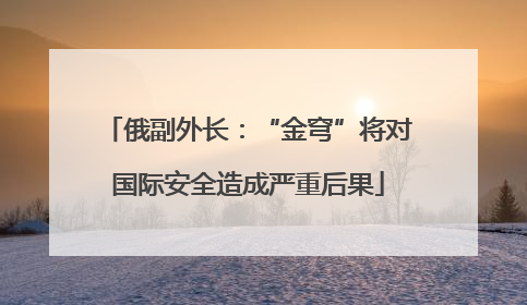俄副外长：“金穹”将对国际安全造成严重后果