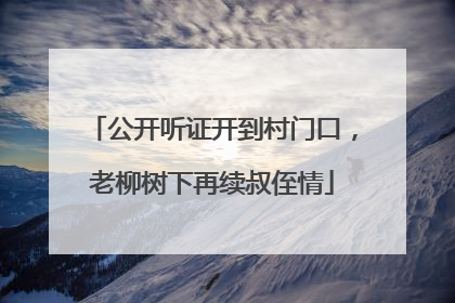 公开听证开到村门口，老柳树下再续叔侄情
