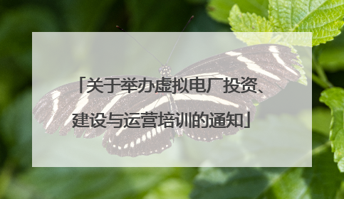 关于举办虚拟电厂投资、建设与运营培训的通知