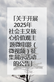 关于开展2025年社会主义核心价值观主题微电影（微视频）征集展示活动的公告