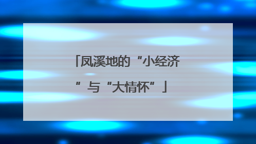 凤溪地的“小经济”与“大情怀”