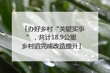 办好乡村“关键实事”，共计18.9公里乡村道完成改造提升