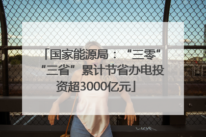 国家能源局：“三零”“三省”累计节省办电投资超3000亿元