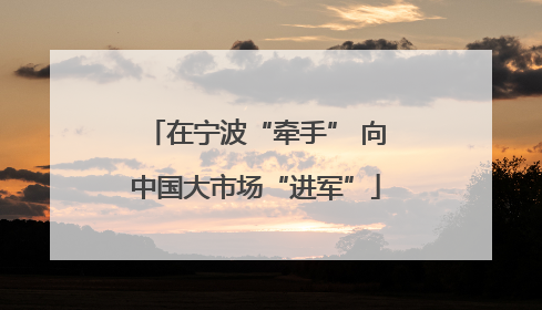 在宁波“牵手” 向中国大市场“进军”