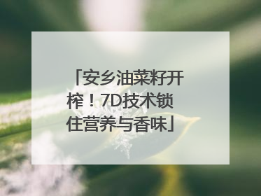 安乡油菜籽开榨！7D技术锁住营养与香味