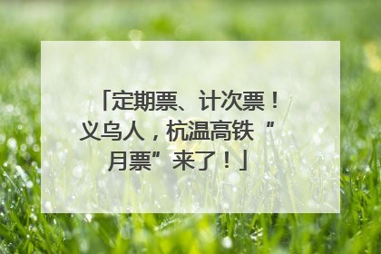 定期票、计次票！义乌人，杭温高铁“月票”来了！
