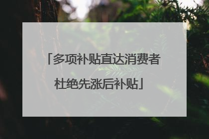 多项补贴直达消费者 杜绝先涨后补贴