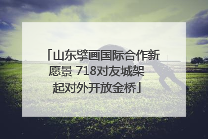 山东擘画国际合作新愿景 718对友城架起对外开放金桥