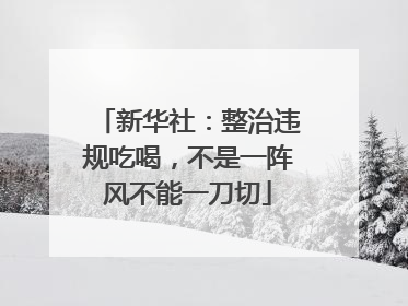 新华社：整治违规吃喝，不是一阵风不能一刀切
