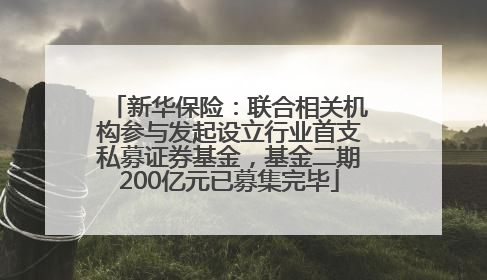 新华保险：联合相关机构参与发起设立行业首支私募证券基金，基金二期200亿元已募集完毕
