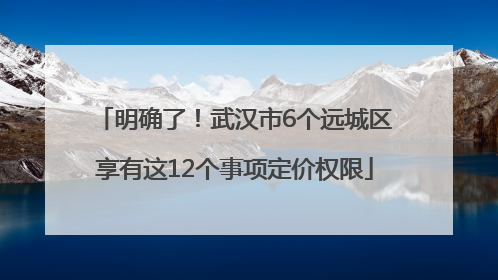 明确了！武汉市6个远城区享有这12个事项定价权限