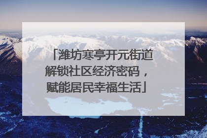 潍坊寒亭开元街道解锁社区经济密码，赋能居民幸福生活