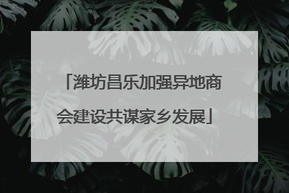 潍坊昌乐加强异地商会建设共谋家乡发展