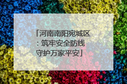 河南南阳宛城区：筑牢安全防线 守护万家平安