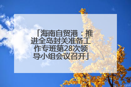 海南自贸港：推进全岛封关准备工作专班第28次领导小组会议召开