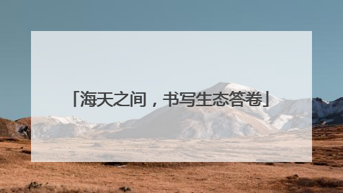 海天之间，书写生态答卷
