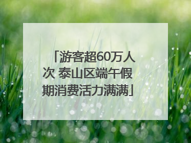 游客超60万人次 泰山区端午假期消费活力满满