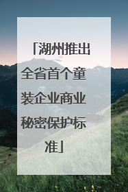 湖州推出全省首个童装企业商业秘密保护标准