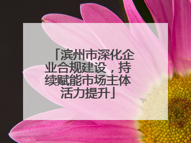 滨州市深化企业合规建设，持续赋能市场主体活力提升