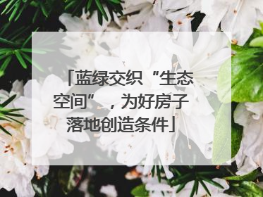 蓝绿交织“生态空间”，为好房子落地创造条件