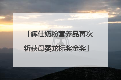 辉仕奶粉营养品再次斩获母婴龙标奖金奖