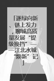 逐绿向新、链上发力，聊城高质量发展“提级换挡”——江北水城“焕新”记