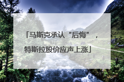 马斯克承认“后悔”，特斯拉股价应声上涨