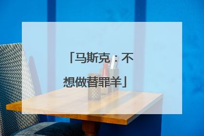 马斯克：不想做替罪羊