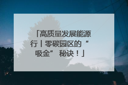 高质量发展能源行丨零碳园区的“吸金” 秘诀！
