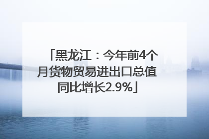 黑龙江：今年前4个月货物贸易进出口总值同比增长2.9%