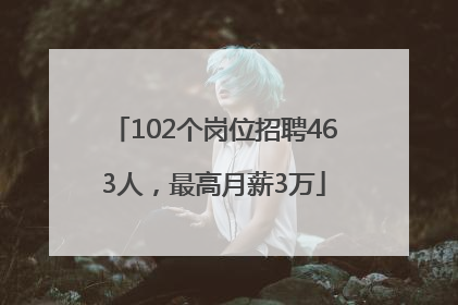 102个岗位招聘463人，最高月薪3万
